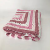 Pink Square Crochet Throw