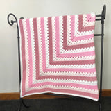 Pink Square Crochet Throw